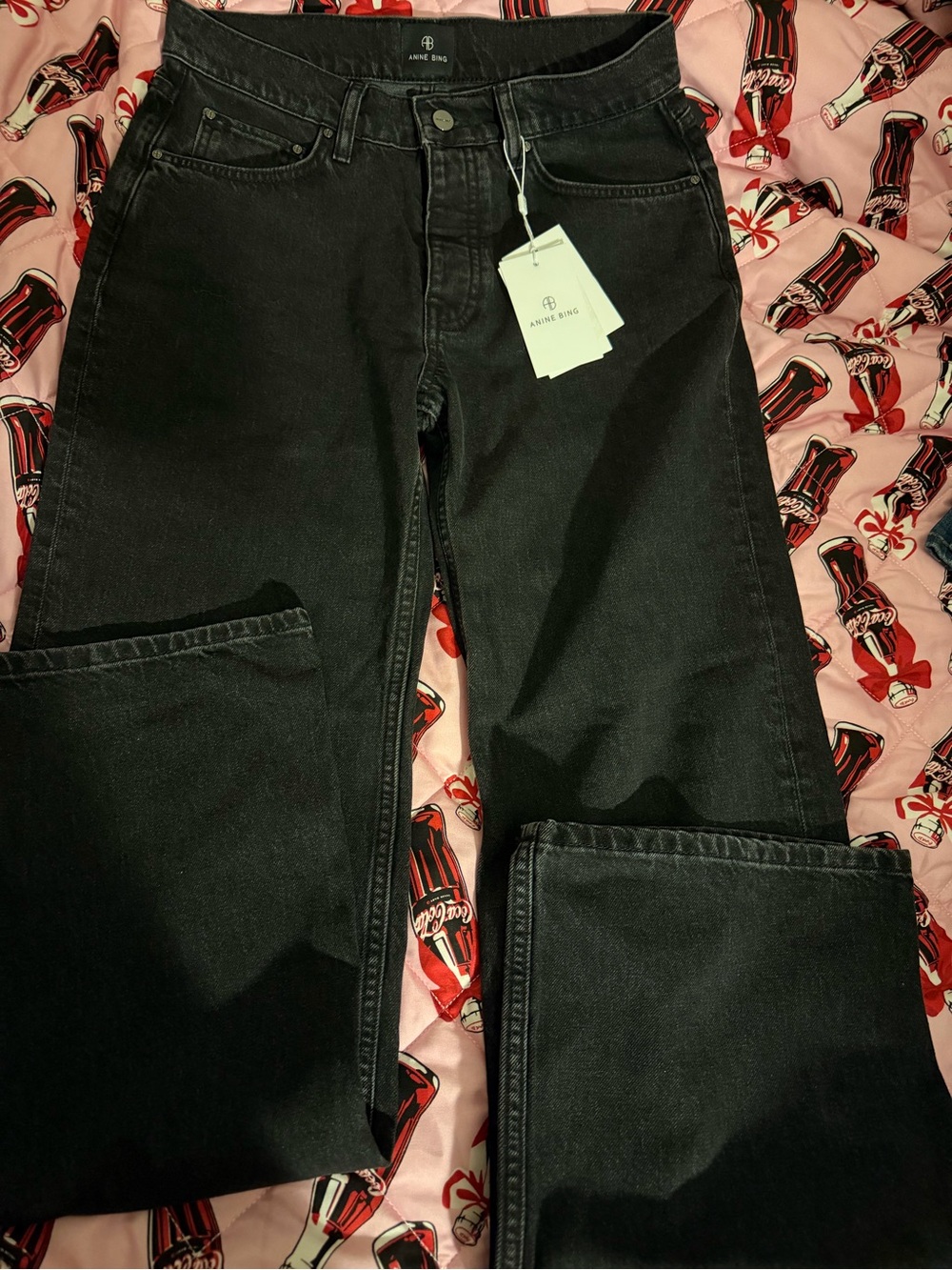 Anine Bing Hugh Jeans in Vintage Black Straight - Picture 3 of 11